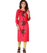 Pink plain art silk ethnic-kurtis