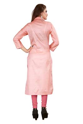 Orange plain art silk ethnic-kurtis 3