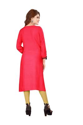 Pink plain art silk ethnic-kurtis 3