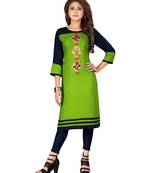Green plain art silk ethnic-kurtis