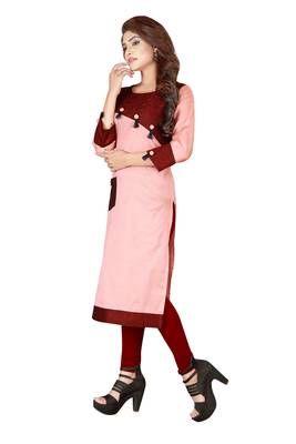 Peach plain art silk ethnic-kurtis 2