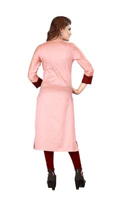 Peach plain art silk ethnic-kurtis 3