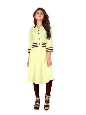 Beige plain art silk ethnic-kurtis 1