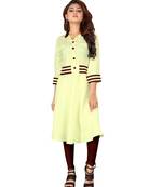Beige plain art silk ethnic-kurtis