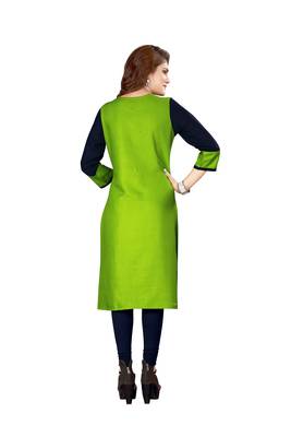 Green plain art silk ethnic-kurtis 3
