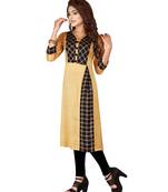 Mustard plain art silk ethnic-kurtis