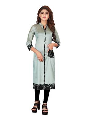 Multicolor plain art silk ethnic-kurtis 1