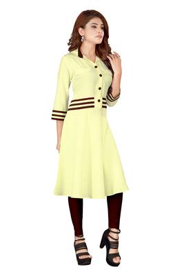 Beige plain art silk ethnic-kurtis 2