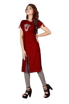 Maroon plain art silk ethnic-kurtis 2