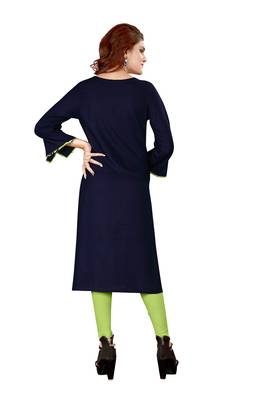 Navy-blue plain art silk ethnic-kurtis 3