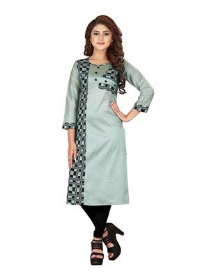 Green plain art silk ethnic-kurtis 1