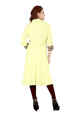 Beige plain art silk ethnic-kurtis 3