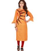 Orange plain art silk ethnic-kurtis