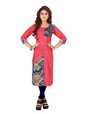 Pink plain art silk ethnic-kurtis 1