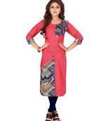 Pink plain art silk ethnic-kurtis
