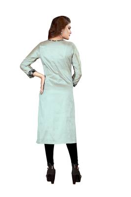 Green plain art silk ethnic-kurtis 2