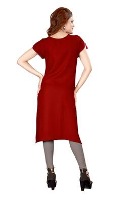 Maroon plain art silk ethnic-kurtis 3