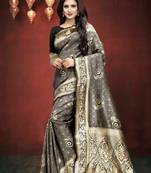 Black Woven Art Silk Saree With Blouse