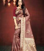 Maroon Woven Art Silk Saree With Blouse