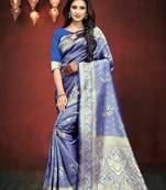 Royal Blue Woven Art Silk Saree With Blouse