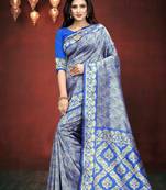 Royal Blue Woven Art Silk Saree With Blouse