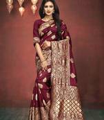 Maroon Woven Art Silk Saree With Blouse