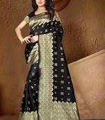 Black Woven Art Silk Saree With Blouse