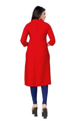 Red embroidered rayon kurtas-and-kurtis 2