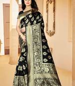 Black Woven Art Silk Saree With Blouse