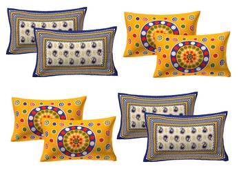 100% Cotton Printed Pillow Covers 4 Sets (8 Pieces)-17"x27" 1