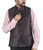 dark grey woven cotton nehru-jacket