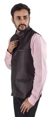 dark grey woven cotton nehru-jacket 2