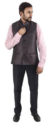 dark grey woven cotton nehru-jacket 4
