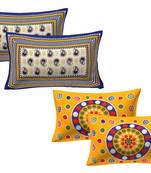 100% Cotton Printed Pillow Covers 2 Sets (4 Pieces)-17"x27"