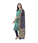 green woven cotton unstitched salwar with dupatta
