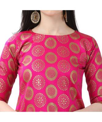 magenta woven cotton unstitched salwar with dupatta 4