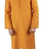 Orange plain linen men-kurtas