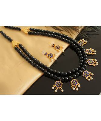 Beautiful Black Blue Designer Kemp Necklace Set 1