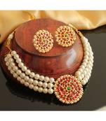 Beautiful Kemp Green Pearl Designer Necklace Set