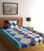 Blue striped Poly Cotton bed sheets