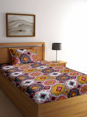 Brown floral print Poly Cotton bed sheets 1