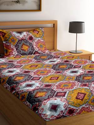 Brown floral print Poly Cotton bed sheets 2