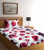 White floral print Poly Cotton bed sheets