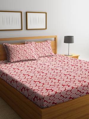 Red striped Cotton bed sheets 1