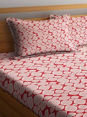 Red striped Cotton bed sheets 3
