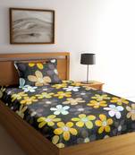 Brown floral print Poly Cotton bed sheets