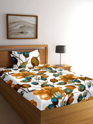 Green floral print Poly Cotton bed sheets 1