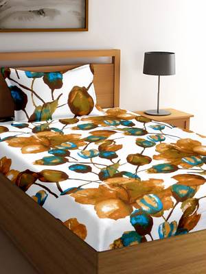 Green floral print Poly Cotton bed sheets 2