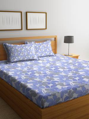 Blue floral print Cotton bed sheets 1