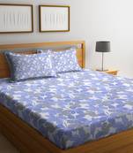 Blue floral print Cotton bed sheets